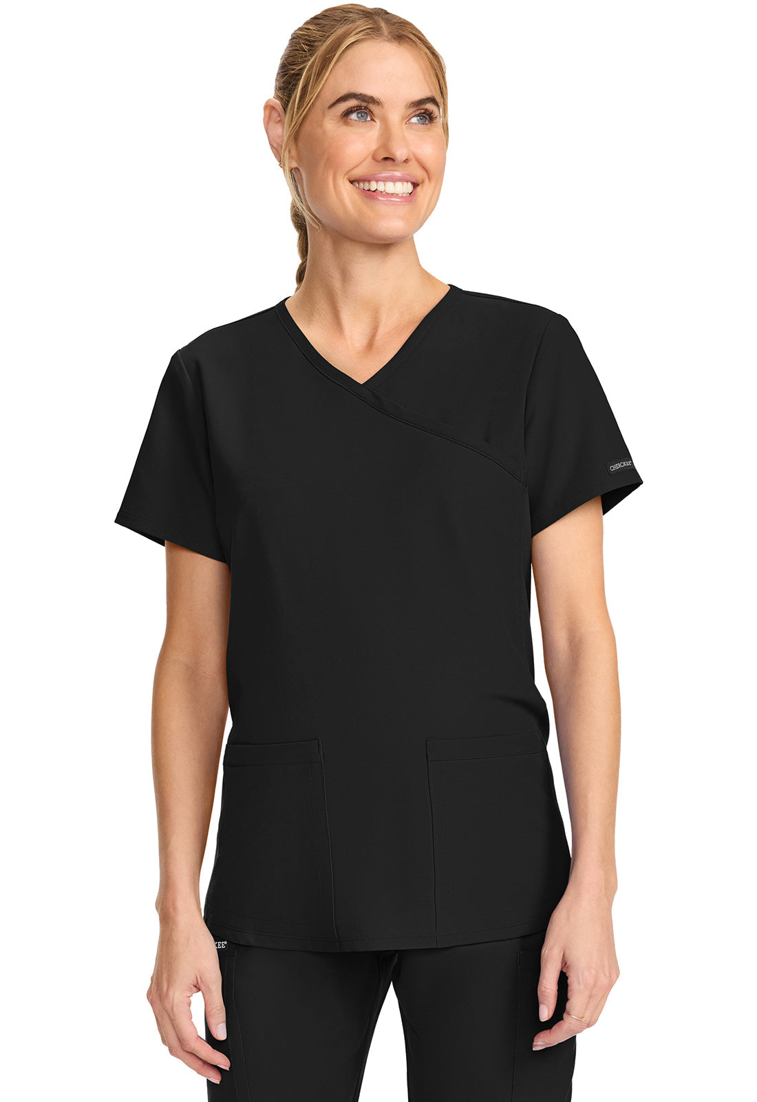 Women's  Maternity Mock Wrap V-Neck Top - Black